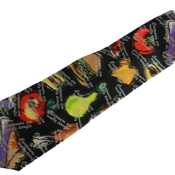 Fast Food Managers Necktie Tie Restaurant Customers Are Terrific Silk Hamburger - Picture 6 of 6